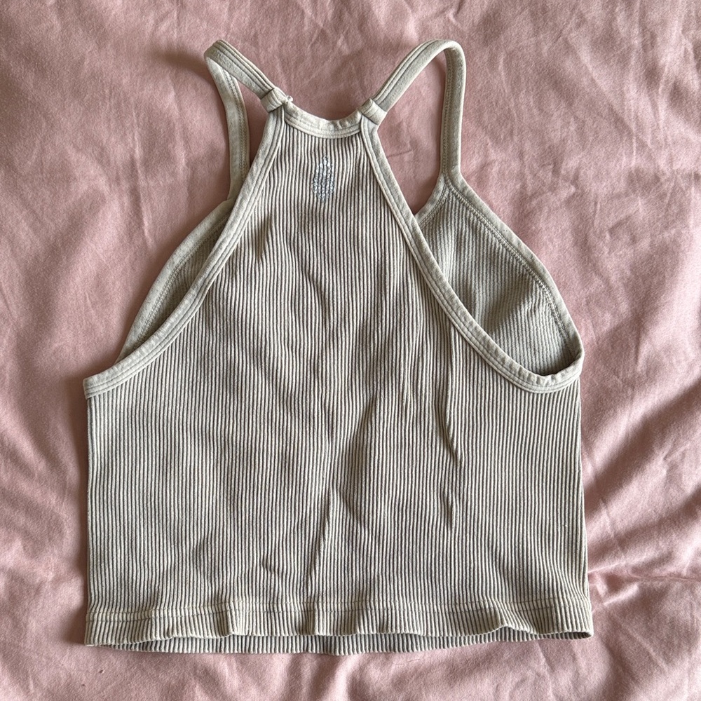 Free People Cream Ribbed Racerback Tank Top - Picture 3 of 3